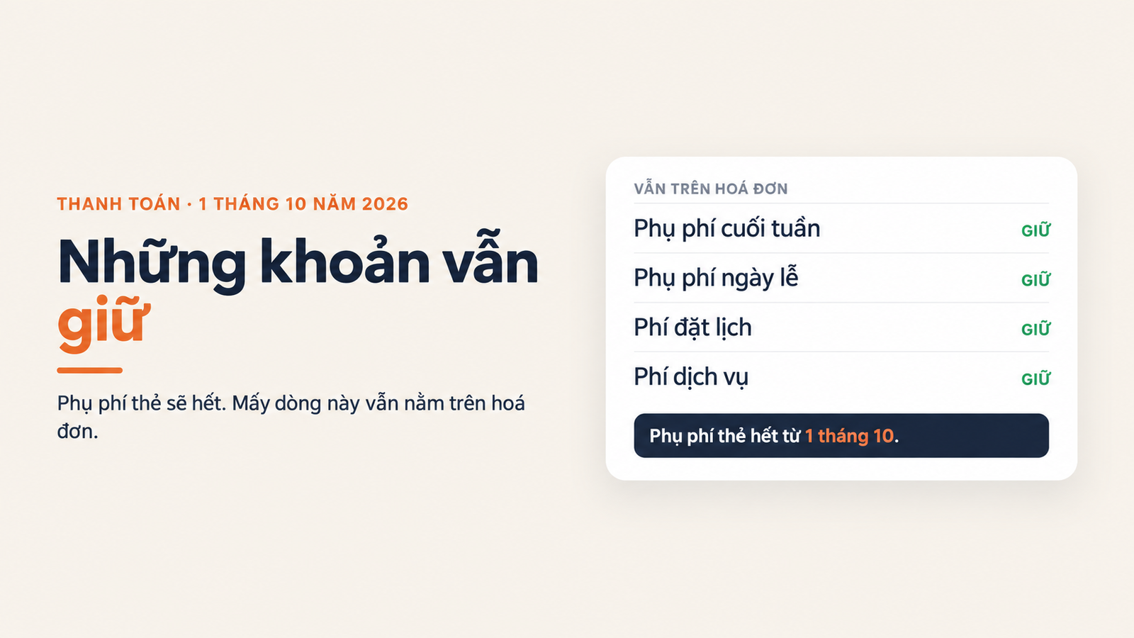 Phụ phí nào vẫn giữ từ ngày 1 tháng 10